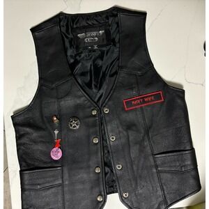 Leather‎ women's biker vest size Meduim